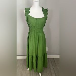 Abercrombie ruffle strap textured maxi dress size large